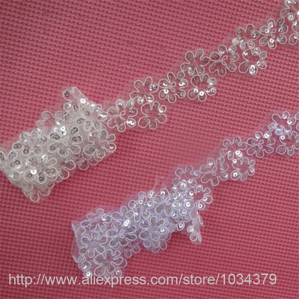 Delicati da 10 anni con paillettes da 4 cm in avorio, tessuto bianco venera venezza in pizzo mestiere di cucito per il matrimonio dicembre LW0058