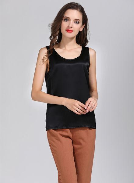 Kadınlar% 100 Gerçek İpek 16 Momme Saten İpek Kaşıyıcı Tank Top Yelek Ml XL 2XL 3098