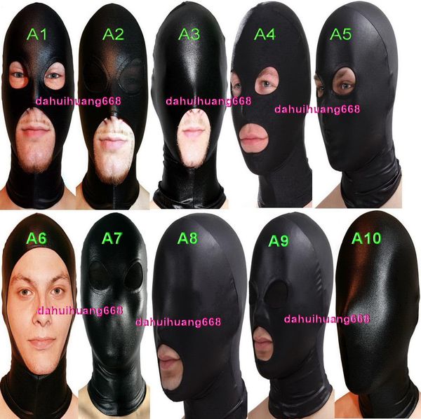 Nuovo pezzo di maschera unisex da 10 in stile Nuovo lucido Lycra Metallic Hoodmask Head Piezone unisex Cappuccio Maschera DH2783645832