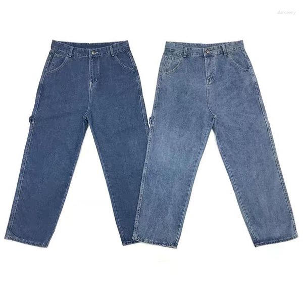 Jeans maschile in stile giapponese in stile retrò lavato blu chiaro