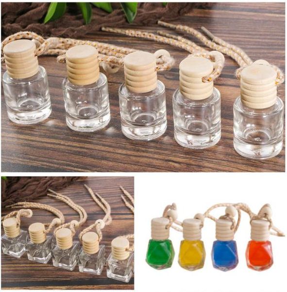 Car Perfume Bottle Car pendant Perfume ornament air freshener for essential oils diffuser fragrance empty Glass bottle 3 StylesHH99085024