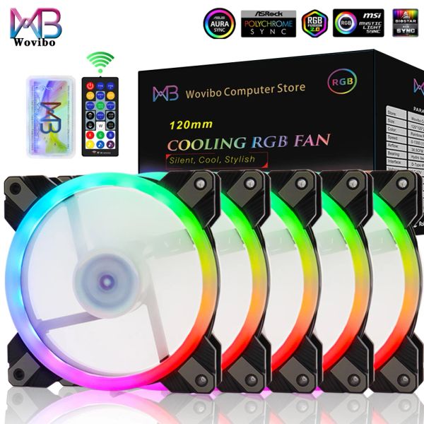 Soğutma Wovibo 120mm PC Bilgisayar Kılıfı Fan Soğutma Soğutucu Ayarlanabilir RGB LED 12V Sessiz Ventilador 6pin Argb Fan Fan Hız Aura Sync