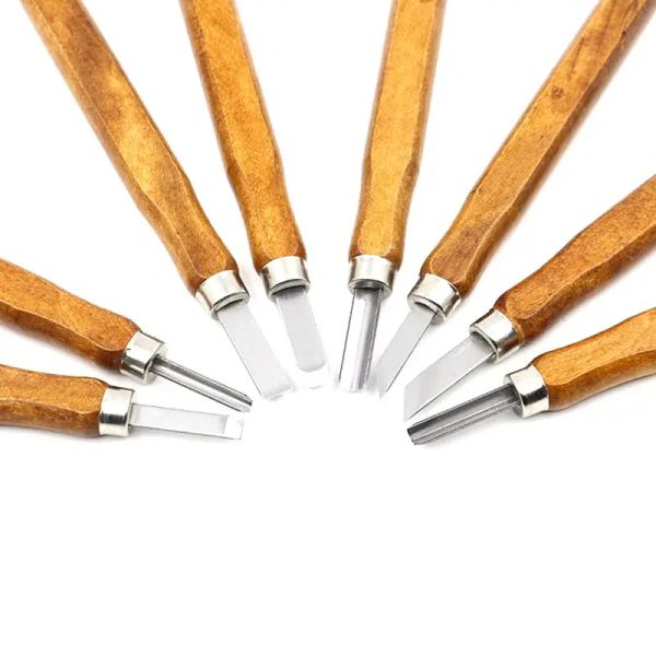 Krachtige 12pcs Holzschnitzmeißel Messer DIY -Werkzeuge für grundlegende Holzschnitte und detaillierte Handwerkzeuge