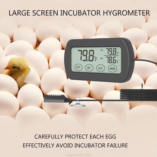 Igrometro del termometro per cova di uova incubatore di box per animali