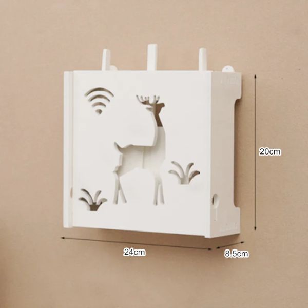 Neue WiFi-Router-Regal-Aufbewahrungsboxen Kabelscheibe plus Drahthalterung Holz-plastischer Wand Hanging Box DIY Storage Organizer Wohnheimdekoration