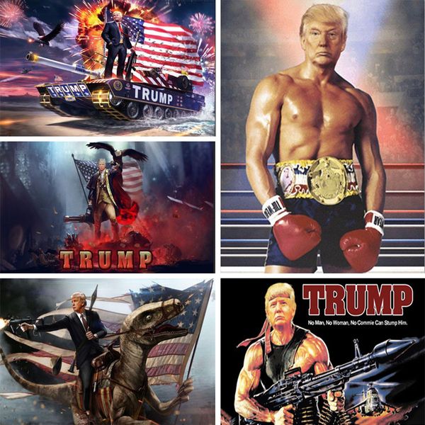 America Great Tank Hero Donald Trump Flag 5D Diamond Painting Mosaic Fai da te Diamude Piacificata Diamude Croce Cross Home Decor