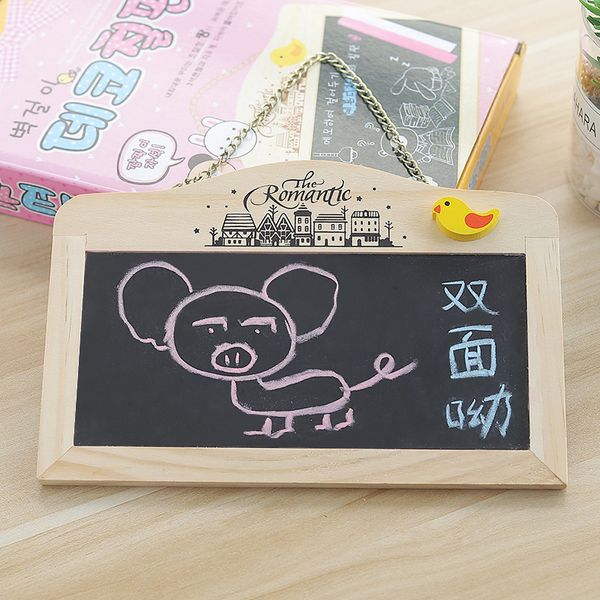 Coffee Shop Wooden Small Blackboard Message Board Creative Magnetic Double Side pendurado pequeno quadro -negro