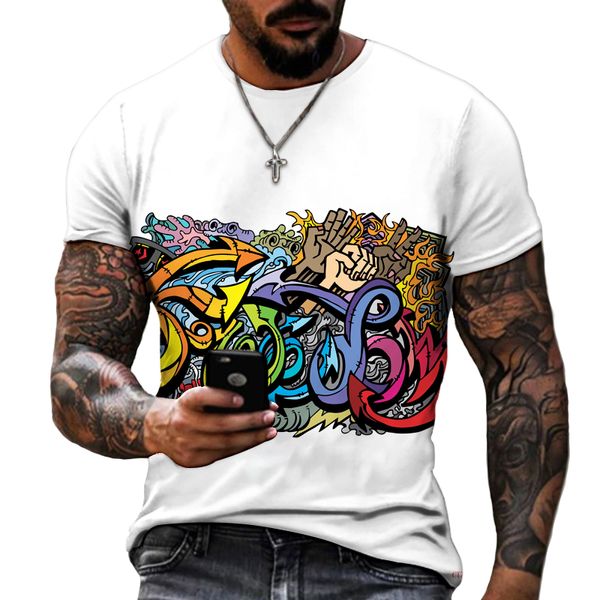 Anime Funny T-Shirt 3D gedrucktes dreidimensionales Muster Street Street Hip-Hop Herren hochwertiger Lycra Polyester Supergröße S-5xl