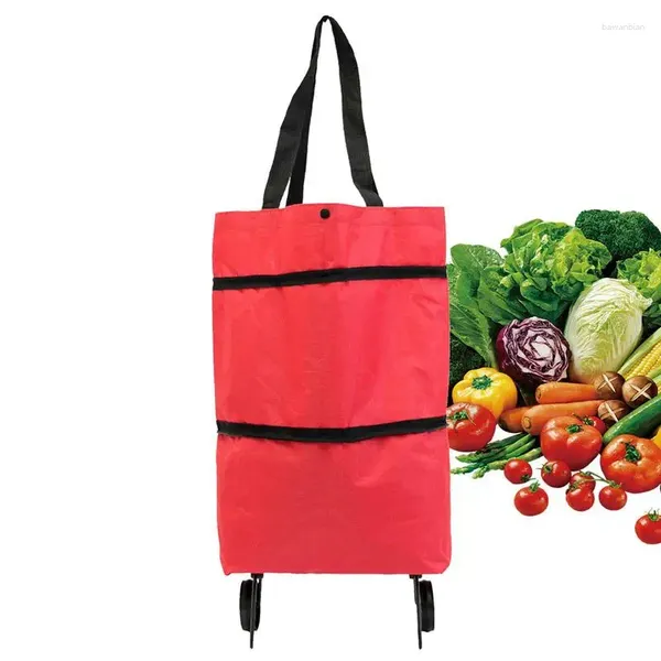 Stume da stoccaggio 1 % pieghevole shopping pull cart carrelly borse con ruote organizzatore di alimenti alimentari riutilizzabili pieghevole vegetale