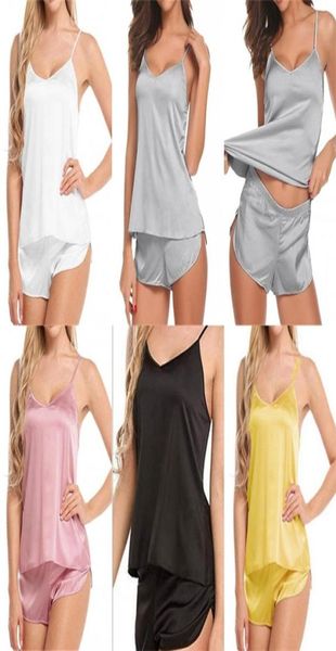 Silk Pigiamas CamiSole SET SET SHORTS SHORTS KIT PLUSE DONNE DONNE ABBIALI PIJAMA SUPEDI SUPEDI SADE DELLA TRESSO GIURMI GIULLI SUGGERIMENTI 7 5WY4969330