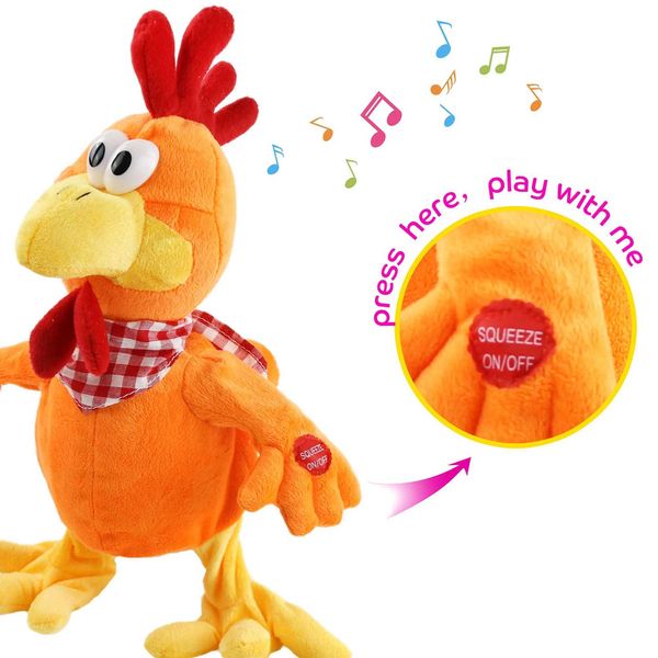 Bambole peluche che oscillano bambola da animale piena di pollo giallo che canta musica giocattolo giocattolo peluche per bambini regalo di compleanno J240410