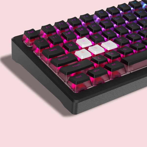 Aksesuarlar 165 Anahtar Siyah T Pudding PBT KEYAPLARI%100,%75,%65,%60 Mekanik Gamer Klavye için Özel Çift Çift Ahit Anahtar Kapağı OEM Profili