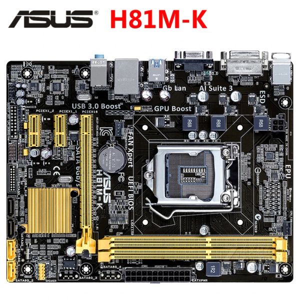 Placas -mãe Asus H81MK Micro ATX H81MK LGA 1150 Systemboard H81M DDR3 para Intel H81 16GB Desktop Mininousboard USB 3.0 H81MK Usado usado