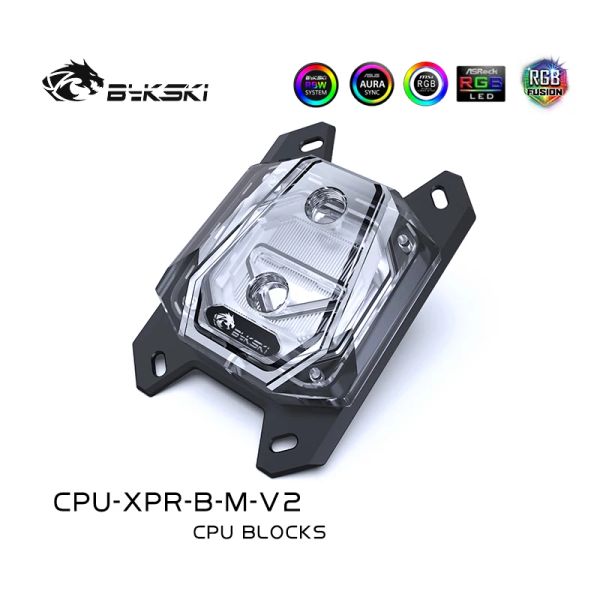 Raffreddamento Bykski CPUXPRBMV2 PC Acqua di raffreddamento CPU Raffreddamento Clocco Acqua del processore per AMD Ryzen3/5/7 X470 RGB Micro CANALE ACRYLIC 5V RGB