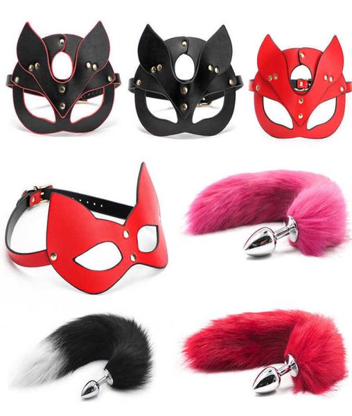 Maschera per giocattoli sessuali Maschera morbida anale anale Metal Tail Sex Tail Canna Plug Toys Erotic Anus per la coda adulta Flirting Cosplay Accessorio Y09135898418