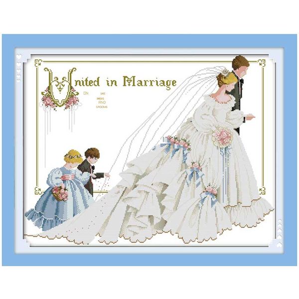 Pintura de casamento Contagem Cross Stitch 11ct 14Ct Cross Stitch Set