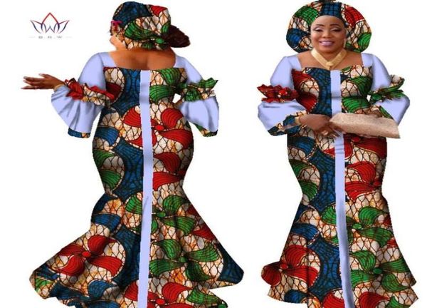 Afrikanische Kleider für Frauen Modedesign Neues afrikanisches Bazin Modedesign Kleid mit Schal afrikanischer Kleidung WY23478832425
