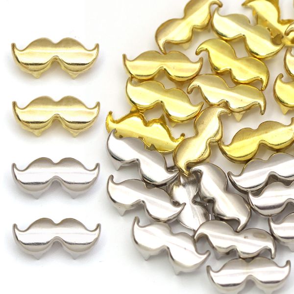 100pcs 18x8mm metal rebites prateados bigode de ouro punks punk para para couro/bolsas artesanato diy garra rebite acessórios de roupas