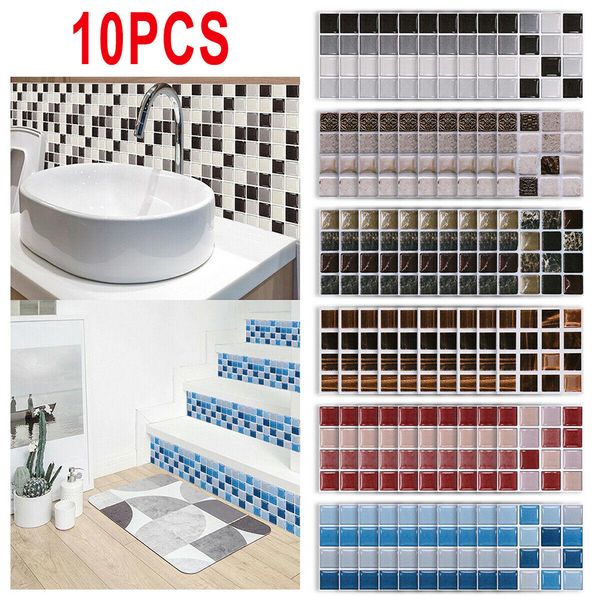 10 pezzi adesivi a parete a mosaico retrò retrò adesivi per piastrelle impermeabili in bagno cucina casa autodesiva decorazione di decalcomania