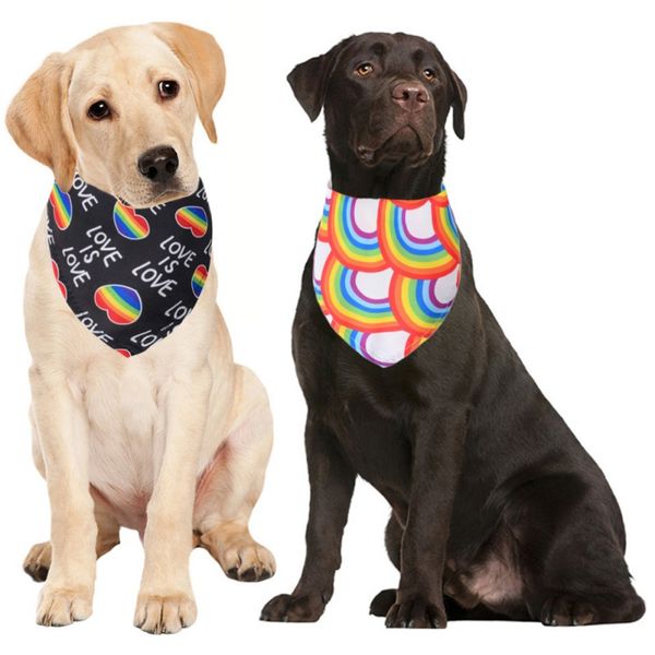 Love Is Love Dog Bandana Pride Mês de junho Rainbow gay lésbica lésbica Pet Puppy Collar Collarf Pet Bandana Supplies