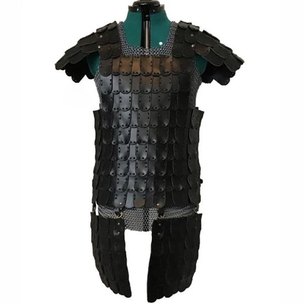 Средневековый викинг косплей костюм кожаный бронежатель Cuirass Knight Warrior Ranger Black Scale Pat Herp