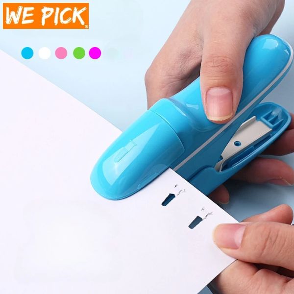 Grampeler Handheld Safe Staple 5299 Staplefree sem grampos de grampos 7 folhas Capacidade de papel Stapler Office BookBinding Supplies