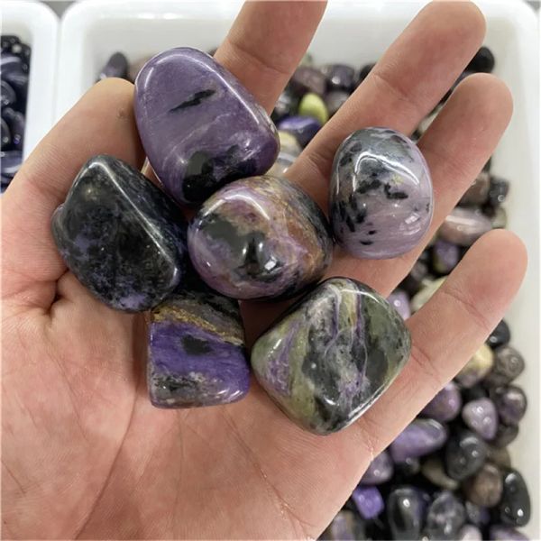 Cristalli di guarigione naturale lucidatura all'ingrosso Pietra di rotolati di charoite viola per decorazioni natalizie