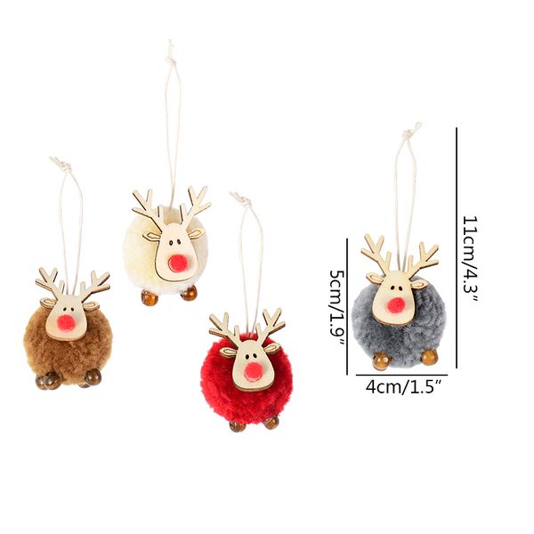 2/4pcs Weihnachten Filzholz Elchhänge Ornamente Süßes Rentier Weihnachtsbaumdekorationen Anhänger für Party Navidad Dekor hängen