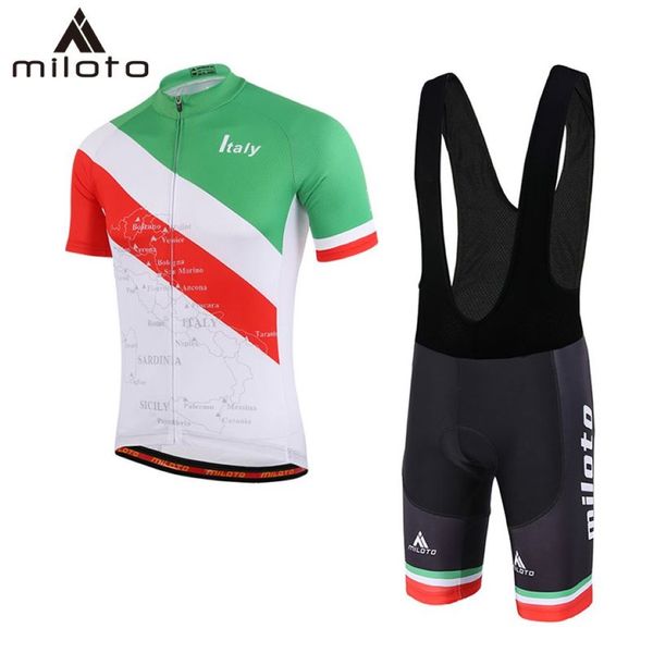 Miloto Radsportkleidung Männer Ropa Ciclismo Hombre Bike Kleidung atmungsaktives Anti-UV-Fahrradverschleiß Kurzschlämung Radsport-Trikots-Sets180D