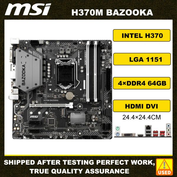 Placas -mãe MSI H370M BAZOOKA LGA 1151 PROGRAMANTE MOMEM INTEL H370 CORE I7/I5/I3 CPUS SATAIII M.2 DDR4 64GB USB3.1 MICRO ATX Managem PCIE3.0