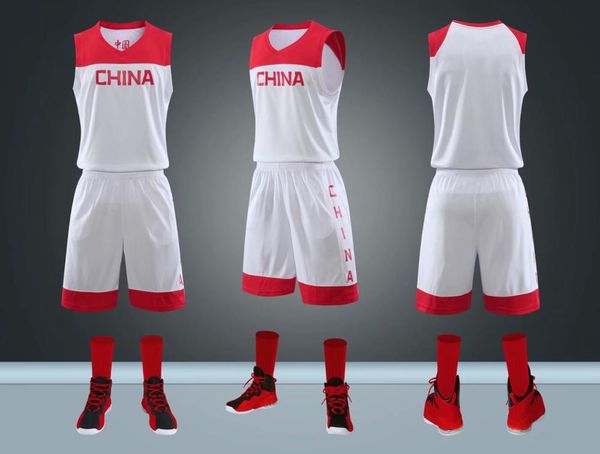 Men Youth EUA Jersey de basquete China estabelece uniformes Kits de treinamento de roupas esportivas Jerrários de basquete da equipe