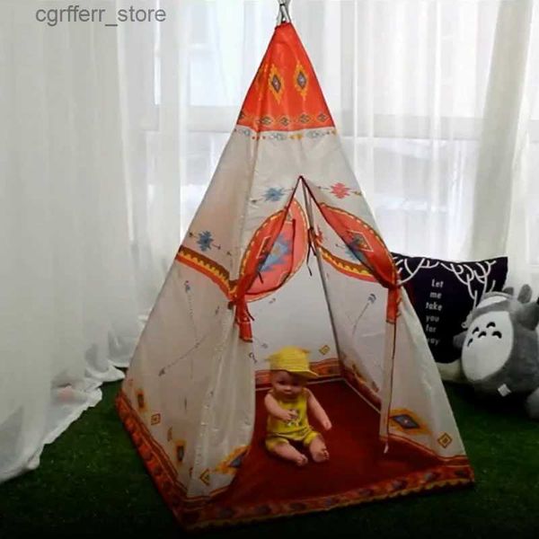 Tenda per le tende giocattolo per bambini con custodia da trasporto in tela naturale giocate da tenda per ragazze/ragazzi da gioco all'aperto per bambini L410