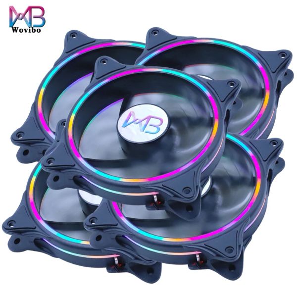 Resfriamento wovibo 120mm capa de ventilador de estacas de resfriamento de resfriamento de resfriamento interface molex fãs silenciosos Rainbow LED 12V 12cm Ventilador