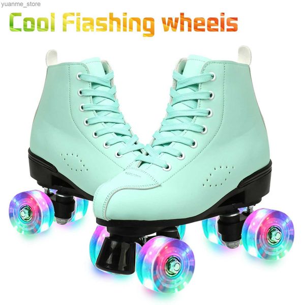 Inline Roller Skates Outdoor Skating Quad Roller Skate Schuhe blinken 4-Rad Inline-Skates für Frauen Erwachsene Kinderstudent Sneakers mit Rädern Y240410