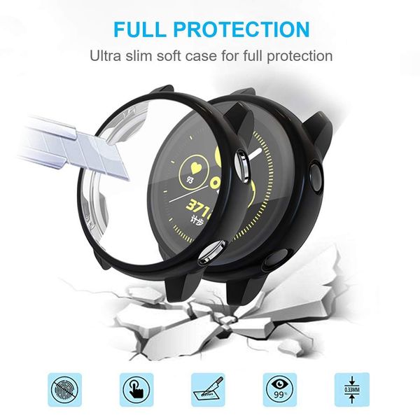 Защитный корпус для полной крышки для Samsung Galaxy Watch Active 2 44 мм 40 мм интеллектуальные часы TPU Protector Soft Silicone Bumper
