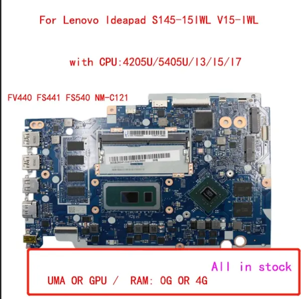 Motherboard für Lenovo IdeaPad S14515IWL V15IWL Laptop Motherboard Fv440 FS441 FS540 NMC121 mit CPU 4205U/5405U/i3/i5/i7 100% getestet OK OK