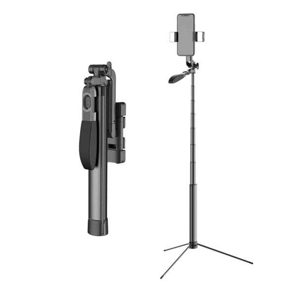 Trippiedi Nuovo telefono in alluminio da 180 cm Tripode porta palmino Bluetooth Fill Light Tripode Selfie Stick per la registrazione video Livestream