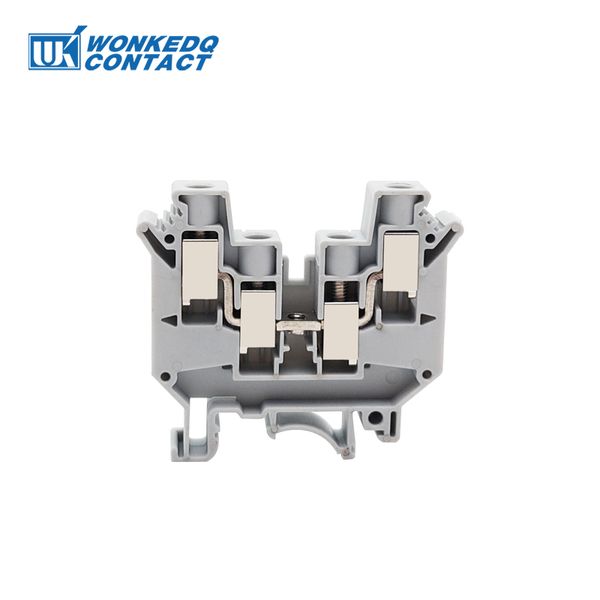 UDK-10-Schraube 4 Drahtanschluss, 10 mm² elektrischer DIN-Schienenklettblock, 2 Eingangs-/Ausgangs-Durchsetzungs-Stecker-Stecker-Klemmen UDK10