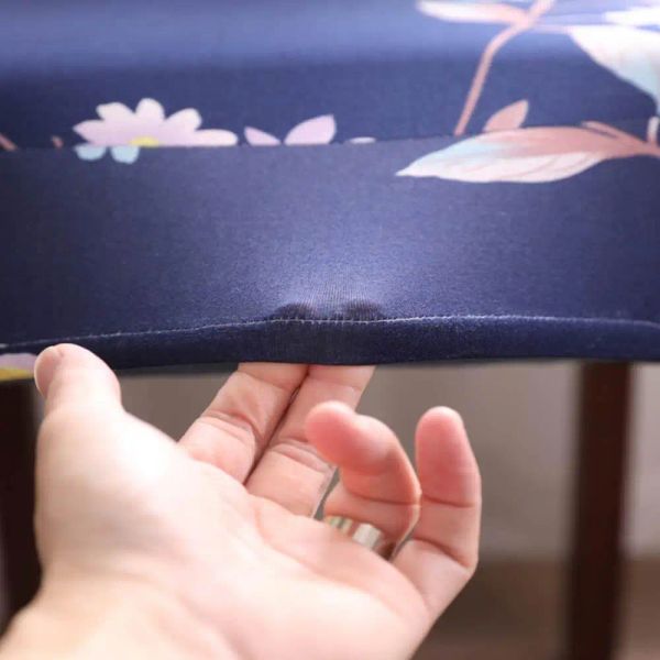 Flores coreanas azuis escuro Nórdico capa de cadeira de capa de capa de capa slipcover spandex/poliéster tecido elástico elástico protetor de protetor