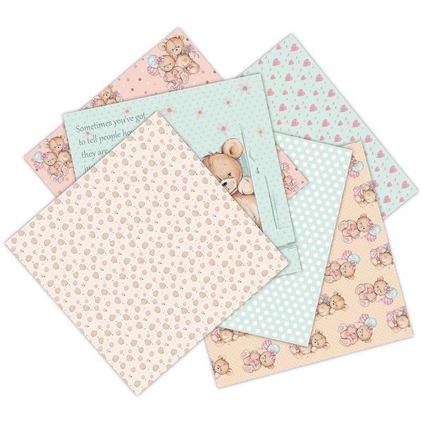 12 листов маленький медведь скрапбукинг накладки бумаги оригами художественная фоновая бумага изготовление карты для вырезки DIY Paper Craft C1019
