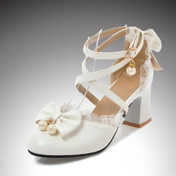 Tênis de 715 anos de idade, garotas de salto alto sapatos rosa princesas brancas vestidos sapatos de verão sapatos de festa x#12/10d50