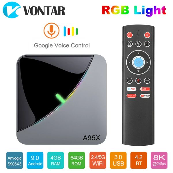 Box Vontar A95X F3 Air 8K RGB Light TV Box Android 9 Amlogic S905X3 4 GB 64 GB WiFI 4K Smart TVbox Android 9 A95xf3 Set Top Box Set Top Box