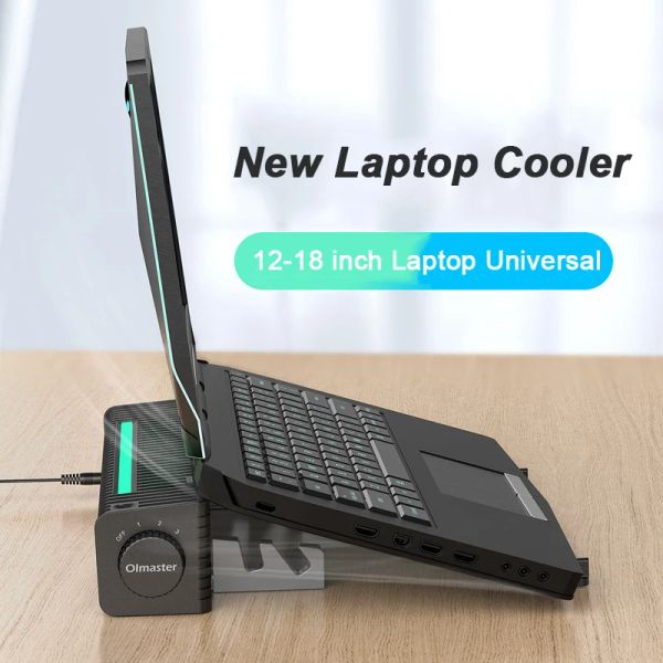 Pads New Laptop Cooler Ständer 3 Geschwindigkeit einstellbare 2600PRM Notebook Kühler Ständer Tragbares Hochluftvolumen Stummschalt für MacBook Tablet Phone