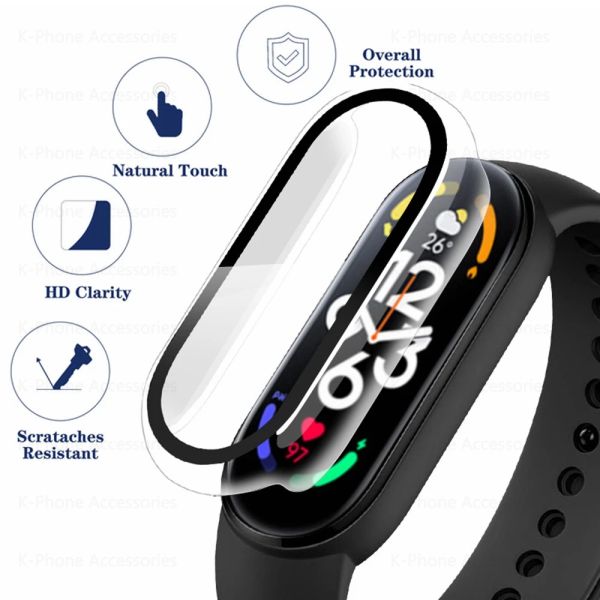 10d Glaskoffer für Xiaomi Mi Band 8 6 5 4 Vollständige Schutzabdeckungsbildschirm für Miband 8 5 4 7 6 MI7 7 Smart Watchband -Hülle