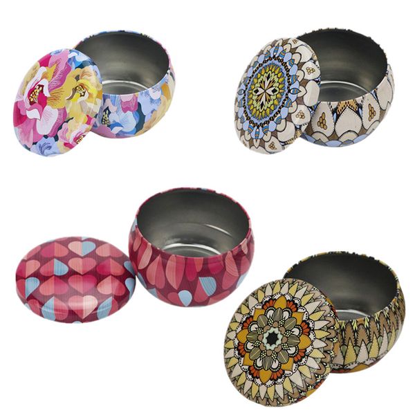1pc Round Tin Box Candle Jars Tea Candy Jewelry Coins latas de vela de vela de maquiagem Caixa