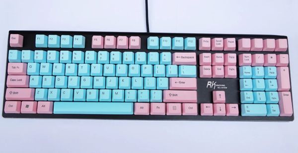 Teclados oem pbt keycaps bluepink misto ANSI Layout Opção 61 87 108 Chaves para chaves de cereja MX Fit Fit Keyboard