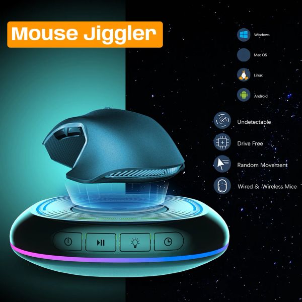 Accessori Jiggler mouse automatico WIHT RGB Lights Mover non rilevabile MOVIMENTO MOTO SIMULATORE TIMER ON/OFF Interruttore per il risveglio del computer