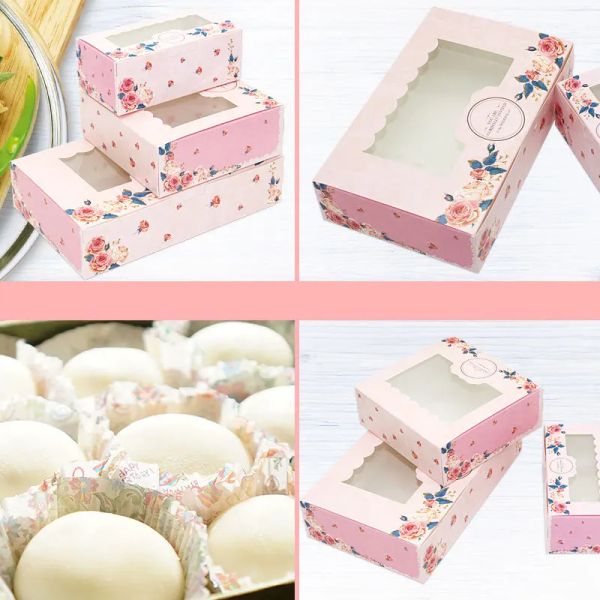 10pcs Mini Mooncake Papier Geschenkbox transparent Fenster Süßigkeiten und Süßigkeiten Cake Box Hochzeit bevorzugt Navidad Geschenkverpackung für Zuhause