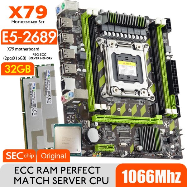 Placas -mãe AterMiter X79 MotherBoard com Xeon E5 2689 2* 16GB = 32 GB DDR3 1066 REG ECC RAM MEMAIS COMBO KIT