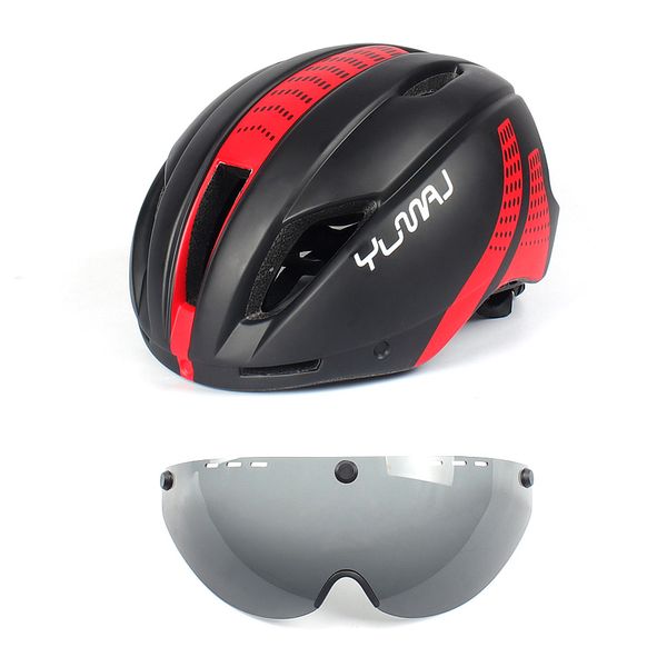 Fahrradhelm Fahrrad Fahrrad Time Trial Men 3 Objektivzyklus Helm Magnetischer Schnallen Reithelm mit Goggle Bike Helm Road Casco Ciclismo